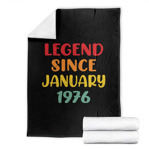 Legend Since January 1976 Throw Blanket Vintage Retro 50th Birthday Gifts 50 Years Old TS10 Black Print Your Wear