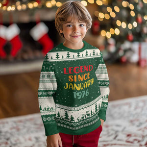 Legend Since January 1976 Ugly Christmas Sweater Vintage Retro 50th Birthday Gifts 50 Years Old TS10 Forest Green Beige Print Your Wear