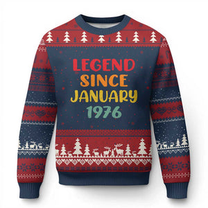 Legend Since January 1976 Ugly Christmas Sweater Vintage Retro 50th Birthday Gifts 50 Years Old TS10 Navy Red Print Your Wear