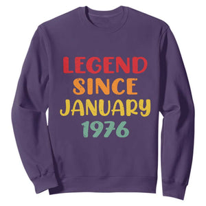 Legend Since January 1976 Sweatshirt Vintage Retro 50th Birthday Gifts 50 Years Old TS10 Purple Print Your Wear
