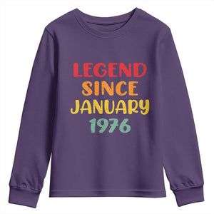 Legend Since January 1976 Youth Sweatshirt Vintage Retro 50th Birthday Gifts 50 Years Old TS10 Purple Print Your Wear