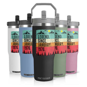 Vintage 1976 Birthday Flip Straw Tumbler Retro 50th Birthday Gifts 50 Years Old TS10 Print Your Wear