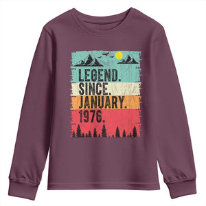 Vintage 1976 Birthday Youth Sweatshirt Retro 50th Birthday Gifts 50 Years Old TS10 Maroon Print Your Wear