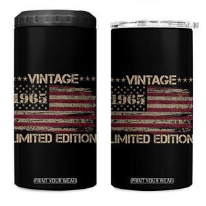 Vintage 1965 Birthday 4 in 1 Can Cooler Tumbler Limited Edition Retro American Flag TS10 One Size: 16 oz Black Print Your Wear