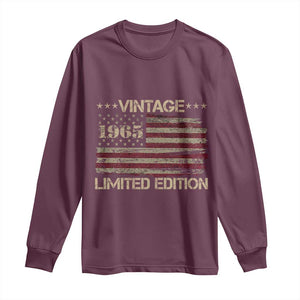 Vintage 1965 Birthday Long Sleeve Shirt Limited Edition Retro American Flag TS10 Maroon Print Your Wear