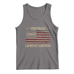 Vintage 1965 Birthday Tank Top Limited Edition Retro American Flag TS10 Deep Heather Print Your Wear