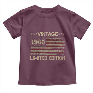 Vintage 1965 Birthday Toddler T Shirt Limited Edition Retro American Flag TS10 Maroon Print Your Wear