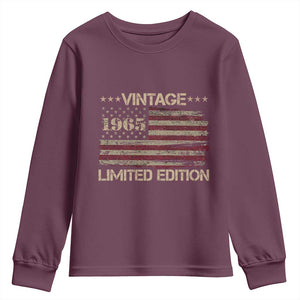 Vintage 1965 Birthday Youth Sweatshirt Limited Edition Retro American Flag TS10 Maroon Print Your Wear