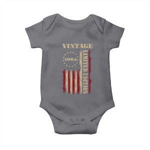 Vintage 1965 Birthday Baby Onesie Retro American Flag Limited Edition TS10 Charcoal Print Your Wear