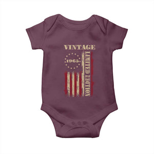 Vintage 1965 Birthday Baby Onesie Retro American Flag Limited Edition TS10 Maroon Print Your Wear