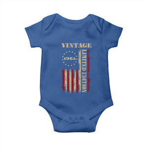 Vintage 1965 Birthday Baby Onesie Retro American Flag Limited Edition TS10 Royal Blue Print Your Wear