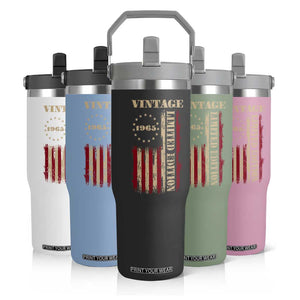 Vintage 1965 Birthday Flip Straw Tumbler Retro American Flag Limited Edition TS10 Print Your Wear