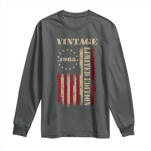 Vintage 1965 Birthday Long Sleeve Shirt Retro American Flag Limited Edition TS10 Dark Heather Print Your Wear
