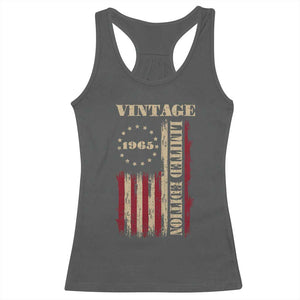Vintage 1965 Birthday Racerback Tank Top Retro American Flag Limited Edition TS10 Dark Heather Print Your Wear