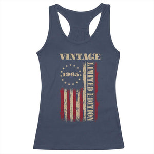 Vintage 1965 Birthday Racerback Tank Top Retro American Flag Limited Edition TS10 Navy Print Your Wear