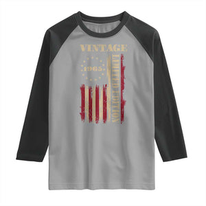 Vintage 1965 Birthday Raglan Shirt Retro American Flag Limited Edition TS10 Sport Gray Black Print Your Wear