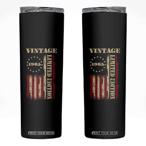 Vintage 1965 Birthday Skinny Tumbler Retro American Flag Limited Edition TS10 Black Print Your Wear