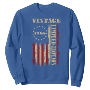 Vintage 1965 Birthday Sweatshirt Retro American Flag Limited Edition TS10 Royal Blue Print Your Wear