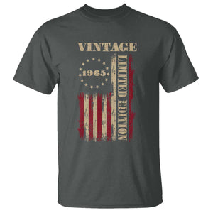 Vintage 1965 Birthday T Shirt Retro American Flag Limited Edition TS10 Dark Heather Print Your Wear
