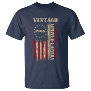 Vintage 1965 Birthday T Shirt Retro American Flag Limited Edition TS10 Navy Print Your Wear
