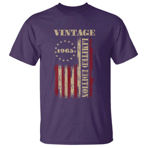 Vintage 1965 Birthday T Shirt Retro American Flag Limited Edition TS10 Purple Print Your Wear