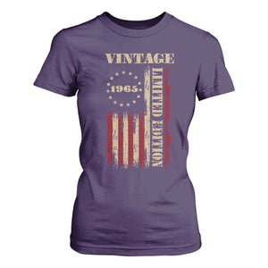 Vintage 1965 Birthday T Shirt For Women Retro American Flag Limited Edition TS10 Purple Print Your Wear