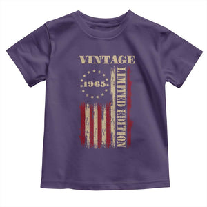 Vintage 1965 Birthday Toddler T Shirt Retro American Flag Limited Edition TS10 Purple Print Your Wear