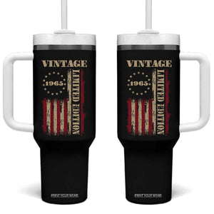 Vintage 1965 Birthday Tumbler With Handle Retro American Flag Limited Edition TS10 One Size: 40 oz Black Print Your Wear