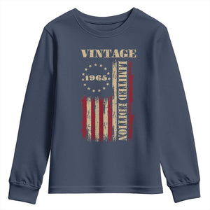 Vintage 1965 Birthday Youth Sweatshirt Retro American Flag Limited Edition TS10 Navy Print Your Wear