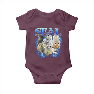 Baby Seals Baby Onesie Retro Sea Dog Bootleg Vintage Graphic 90s TS10 Maroon Print Your Wear