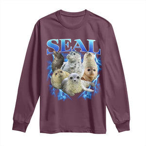 Baby Seals Long Sleeve Shirt Retro Sea Dog Bootleg Vintage Graphic 90s TS10 Maroon Print Your Wear