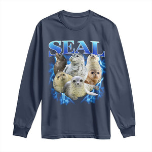 Baby Seals Long Sleeve Shirt Retro Sea Dog Bootleg Vintage Graphic 90s TS10 Navy Print Your Wear