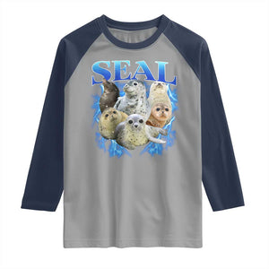 Baby Seals Raglan Shirt Retro Sea Dog Bootleg Vintage Graphic 90s TS10 Sport Gray Navy Print Your Wear