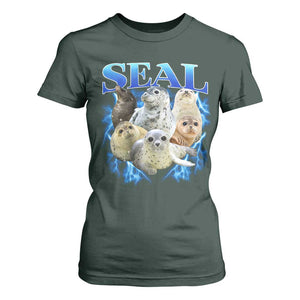 Baby Seals T Shirt For Women Retro Sea Dog Bootleg Vintage Graphic 90s TS10 Dark Forest Green Print Your Wear