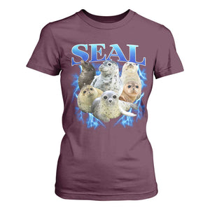 Baby Seals T Shirt For Women Retro Sea Dog Bootleg Vintage Graphic 90s TS10 Maroon Print Your Wear