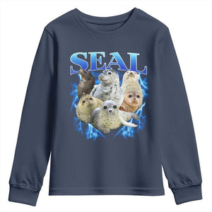 Baby Seals Youth Sweatshirt Retro Sea Dog Bootleg Vintage Graphic 90s TS10 Navy Print Your Wear