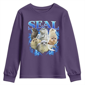 Baby Seals Youth Sweatshirt Retro Sea Dog Bootleg Vintage Graphic 90s TS10 Purple Print Your Wear