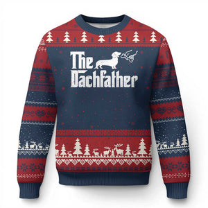 Funny Wiener Dog Dad Ugly Christmas Sweater The Dachshund Fathers Day Gifts For Dog Lovers TS10 Navy Red Print Your Wear
