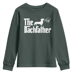 Funny Wiener Dog Dad Youth Sweatshirt The Dachshund Fathers Day Gifts For Dog Lovers TS10 Dark Forest Green Print Your Wear