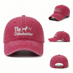 Chihuahua Dad Washed Cotton Baseball Cap Fathers Day Gifts For Dog Lovers TS10 Washed Cap Universal Fit Red Print Your Wear