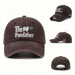 Pomeranian Dad Washed Cotton Baseball Cap The Pom Father Fathers Day Gifts For Dog Lovers TS10 Washed Cap Universal Fit Dark Brown Print Your Wear