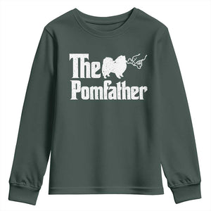 Pomeranian Dad Youth Sweatshirt The Pom Father Fathers Day Gifts For Dog Lovers TS10 Dark Forest Green Print Your Wear