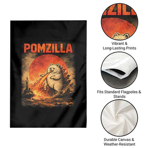 Pomzilla Dog Japanese Art Garden Flag Retro Vintage Dog Lover Pomeranian Pom Monster Kaiju TS10 Print Your Wear