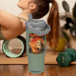 Pomzilla Dog Japanese Art Flip Straw Tumbler Retro Vintage Dog Lover Pomeranian Pom Monster Kaiju TS10 One Size: 30 oz Moss Green Print Your Wear