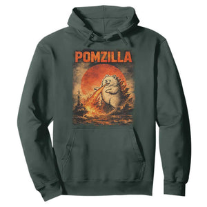 Pomzilla Dog Japanese Art Hoodie Retro Vintage Dog Lover Pomeranian Pom Monster Kaiju TS10 Dark Forest Green Print Your Wear