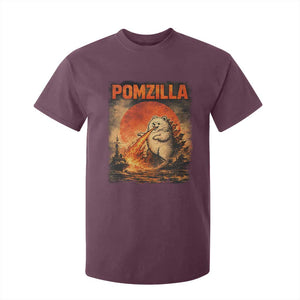 Pomzilla Dog Japanese Art T Shirt For Kid Retro Vintage Dog Lover Pomeranian Pom Monster Kaiju TS10 Maroon Print Your Wear