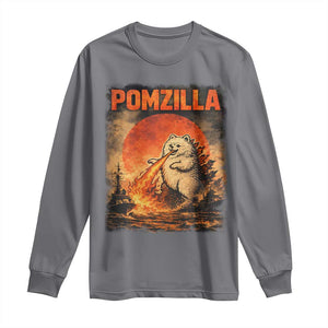 Pomzilla Dog Japanese Art Long Sleeve Shirt Retro Vintage Dog Lover Pomeranian Pom Monster Kaiju TS10 Charcoal Print Your Wear