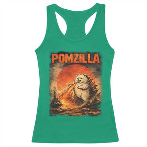 Pomzilla Dog Japanese Art Racerback Tank Top Retro Vintage Dog Lover Pomeranian Pom Monster Kaiju TS10 Irish Green Print Your Wear