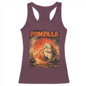 Pomzilla Dog Japanese Art Racerback Tank Top Retro Vintage Dog Lover Pomeranian Pom Monster Kaiju TS10 Maroon Print Your Wear
