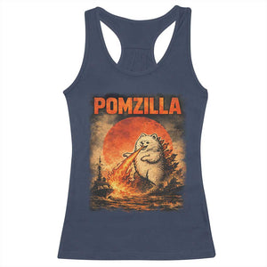 Pomzilla Dog Japanese Art Racerback Tank Top Retro Vintage Dog Lover Pomeranian Pom Monster Kaiju TS10 Navy Print Your Wear